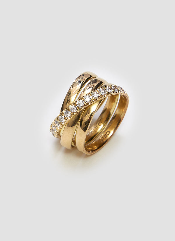 Cage Mini, 18k gold, F VS white diamond 0.6ct ring