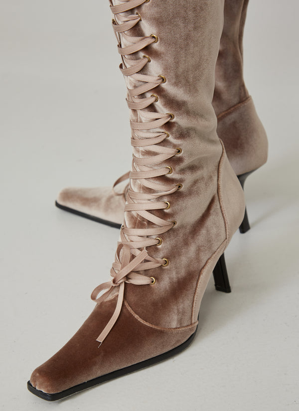 Lace-up heel boots