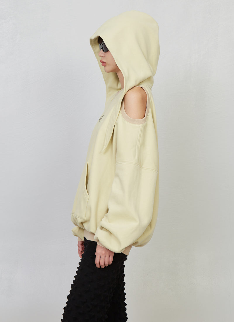 Washed oversized cut-out hoodie