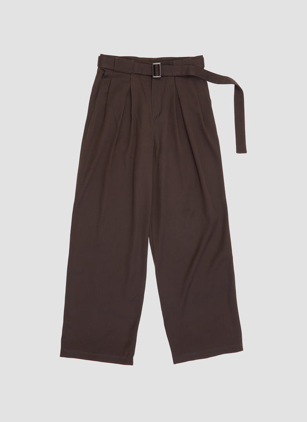 Large trousers with box pleats and belt