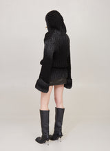 Bulky wax hooded knitted dress