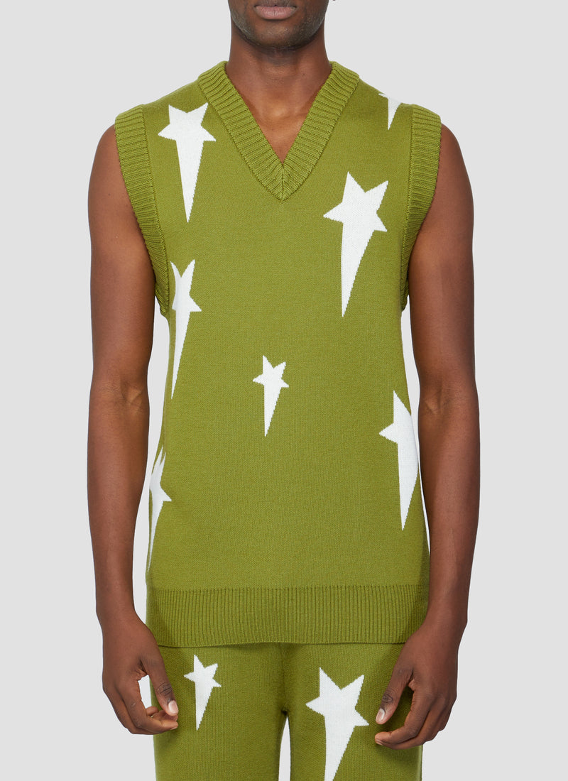 Knit vest with scattered star pattern