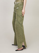 Rayed washed wide pants