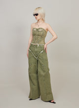 Rayed washed wide pants