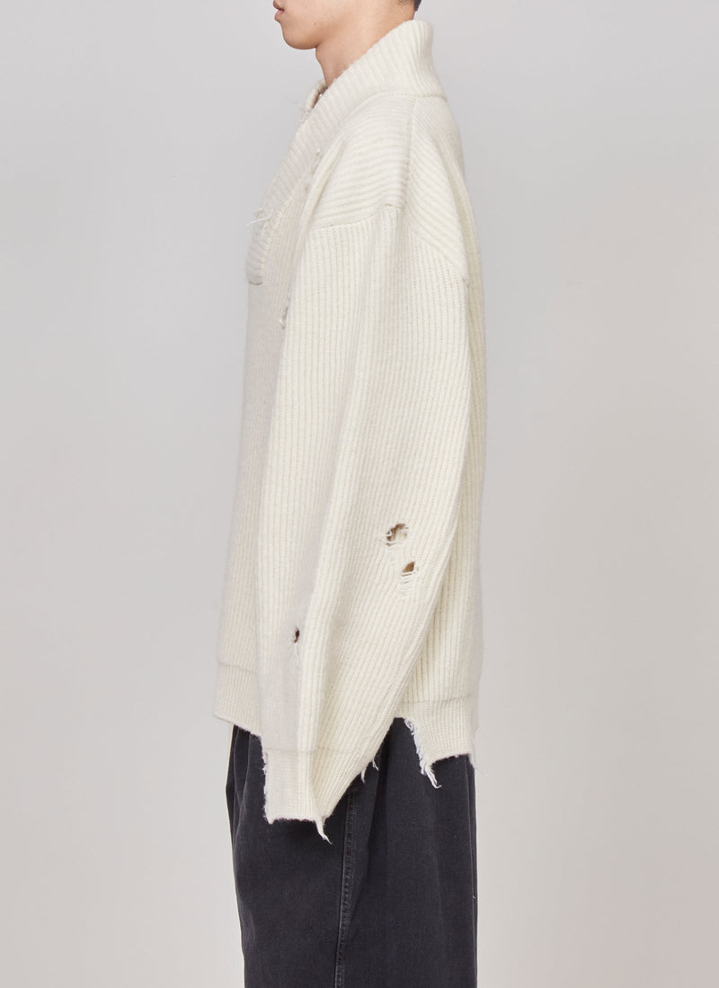 Destroyed shawl collar sweater – HITCHHIKER