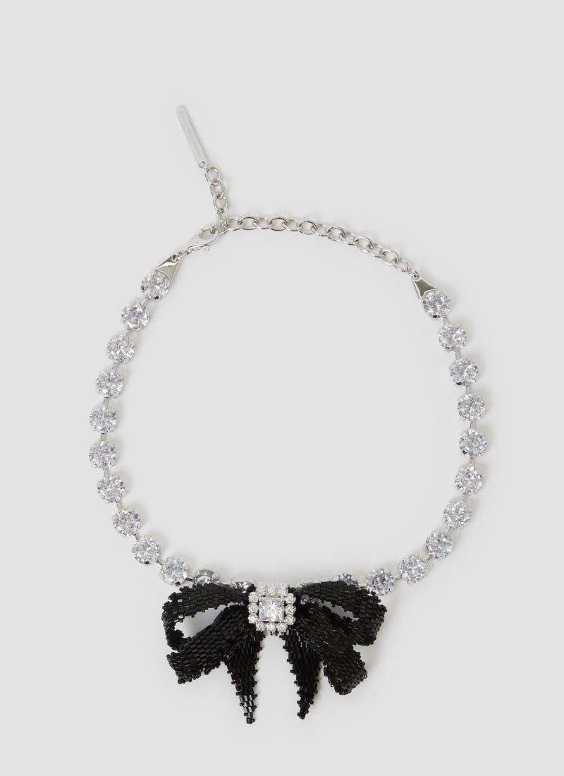 Diamond chain bow necklace